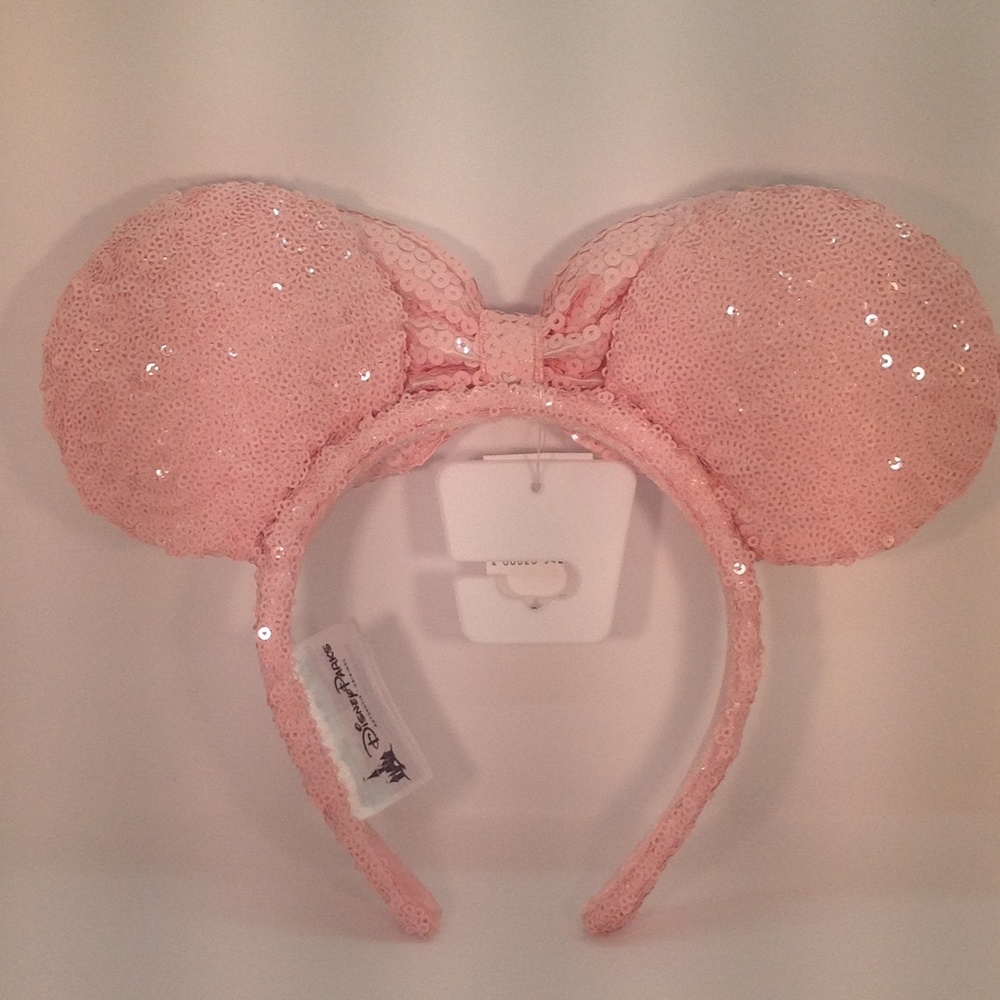 Millennial Pink Minnie Mouse Sequin Ears Headband - Picture 2 of 2